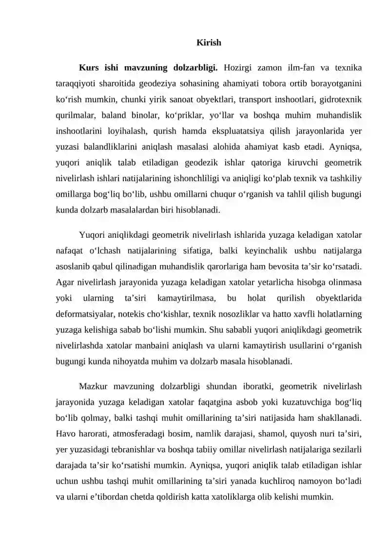Geometrik nivelirlashda xatolar manbai va ularni ta’sirini kamaytirish usullari 2