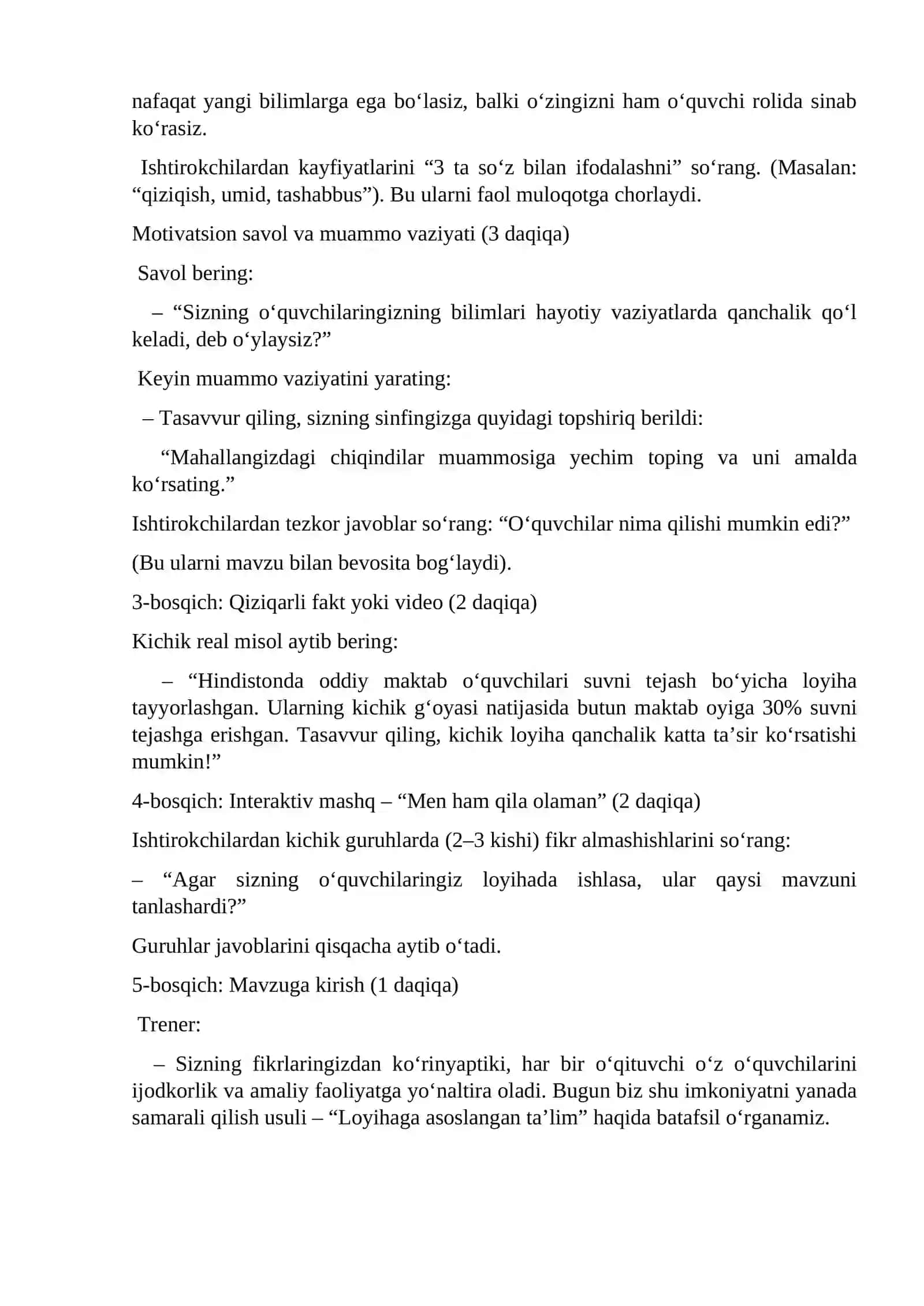 Loyihaga asoslangan ta’limi yondashuvi asosida tasviriy san’at va chizmachilik darslarini tashkil qilish (Loyihani baholash mezonlari) 2