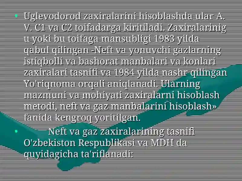 Neft va gazzaxiralari va resurslari 2