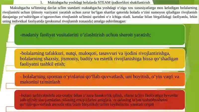 Maktabgacha ta’limda LEGO qurilish, konstruksiyalashga o‘rgatishda STEAM ta’lim texnologiyasidan foydalanish 2