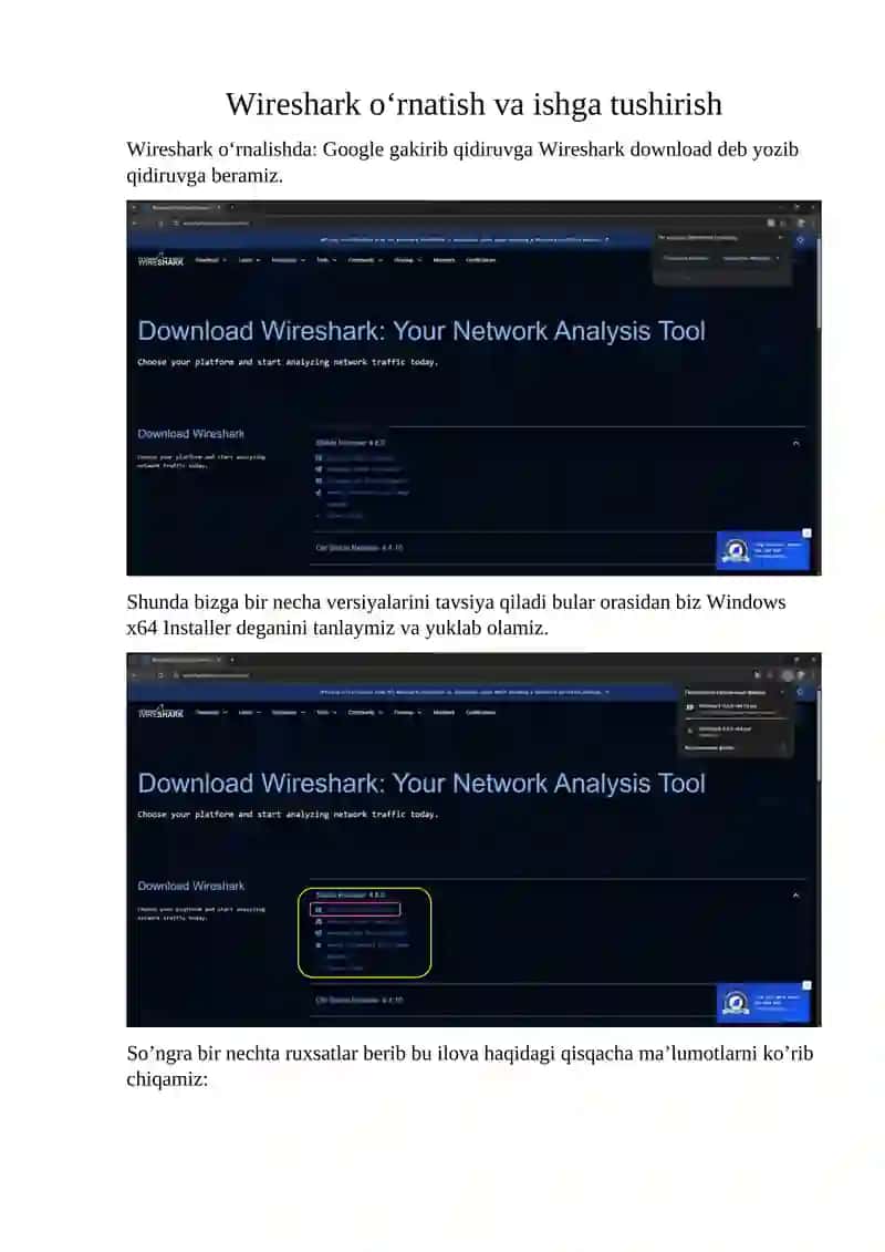 Wireshark o'rnalash 2