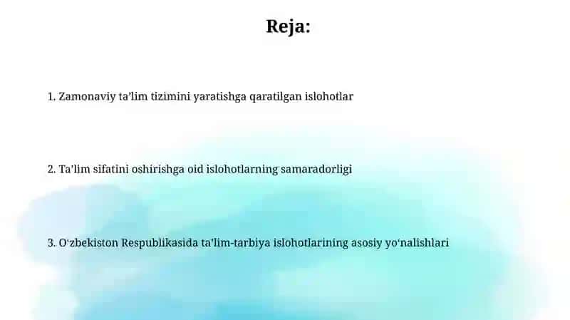 Oliy taʼlim tizimining islohotlari 2