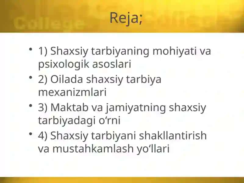Shaxs tarbiyasi 2