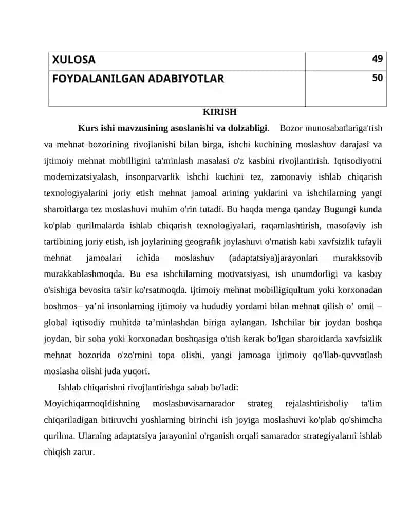 MEHNAT JAMOASINING MOSLASHUV JARAYONI SOTSIAL MEHNAT MOBILLIGI OMILLARI 2