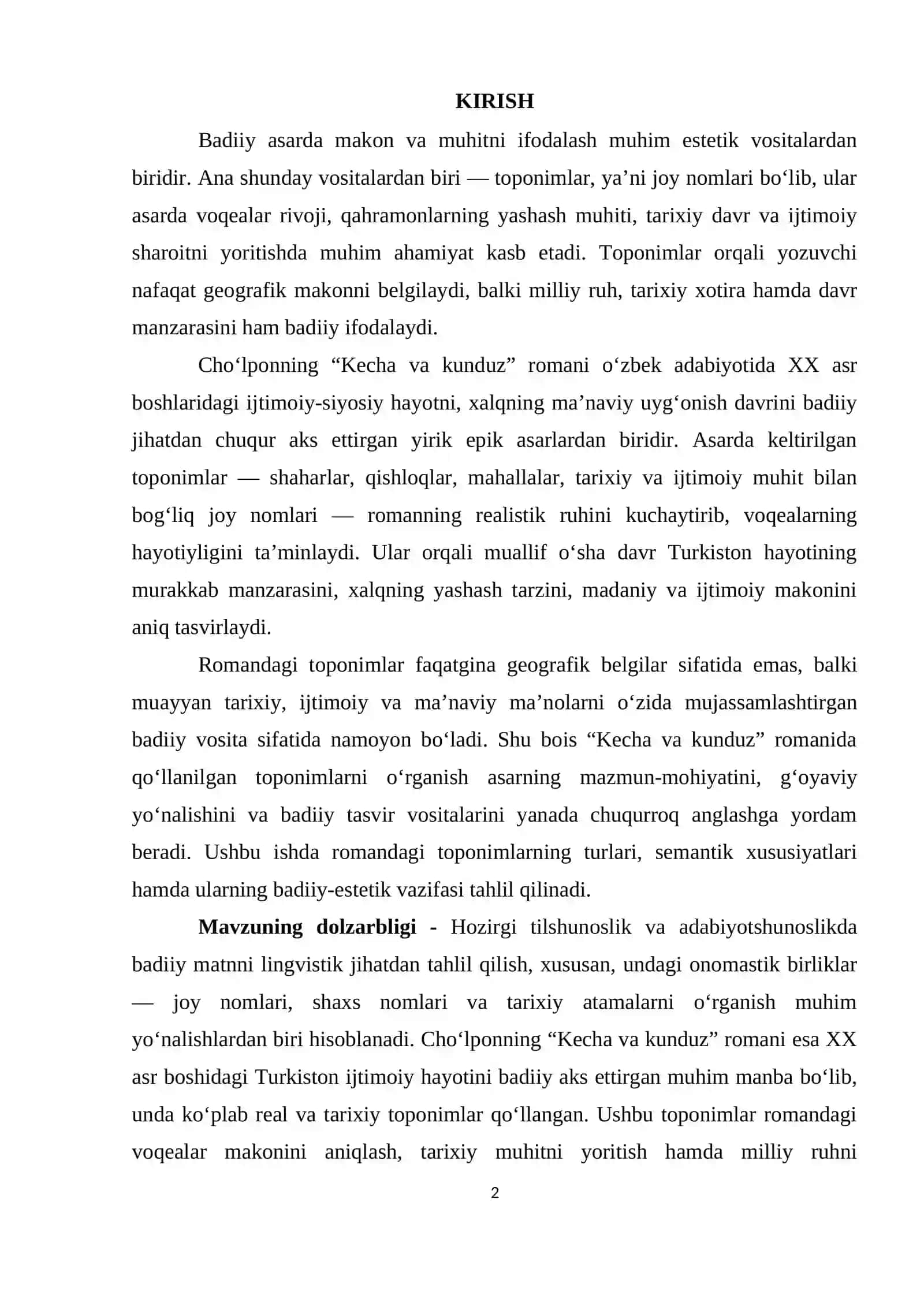 Kecha va kunduz toponimlari 2