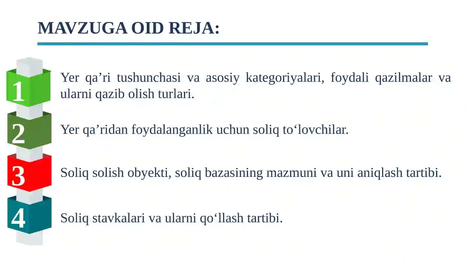 Yer qa’ridan foydalanganlik uchun soliq mexanizmi 2