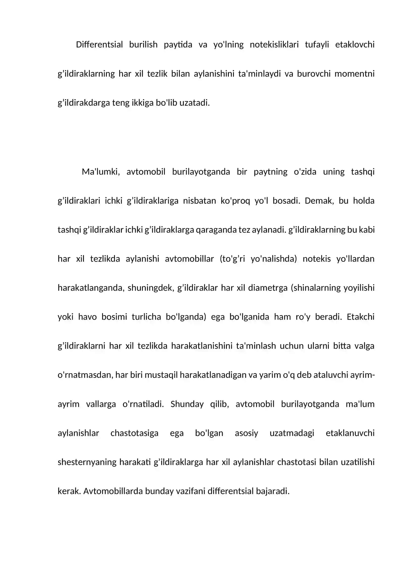 Differentsialni blokirovkalash mexanizmi 2