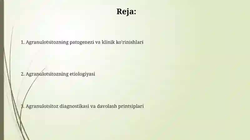 Agranulotsitozetiologiya, patogenez, klinika, diagnostika, davolash prinsiplari 2