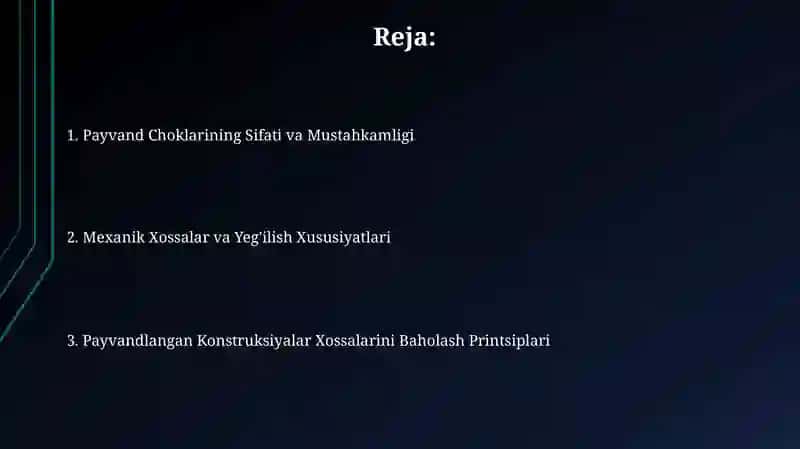 Payvand konstruksiyalar xususiyatlarini baholash prinsiplari 2