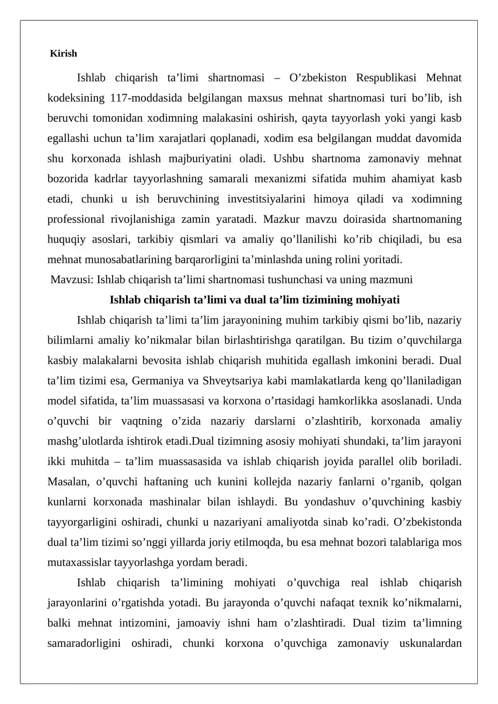 Ishlab chiqarish ta’limi shartnomasi 2