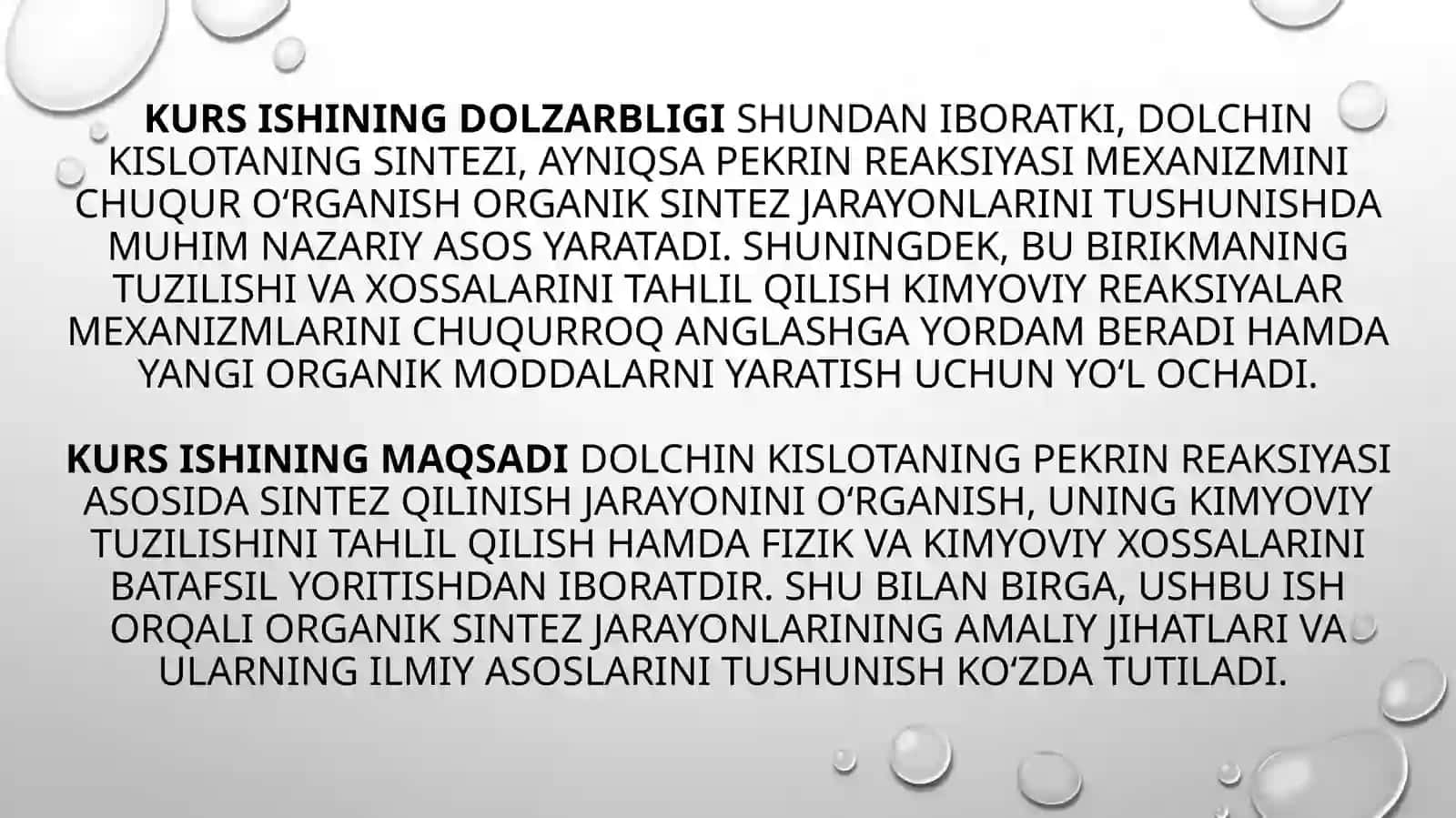 dolchinkislota(pekrinreaksiyasi)sintezi,uningtuzilishivaxossalar 2