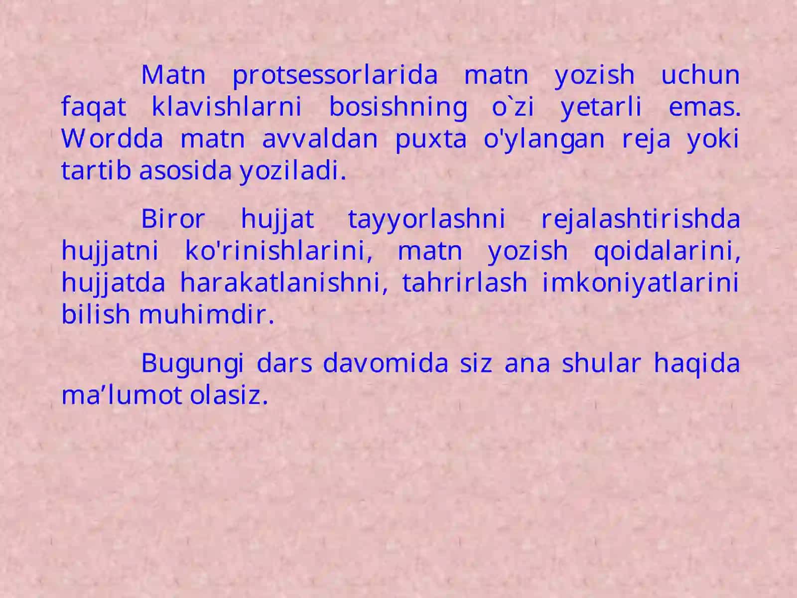 Wordda matn yozish qoidalari 2