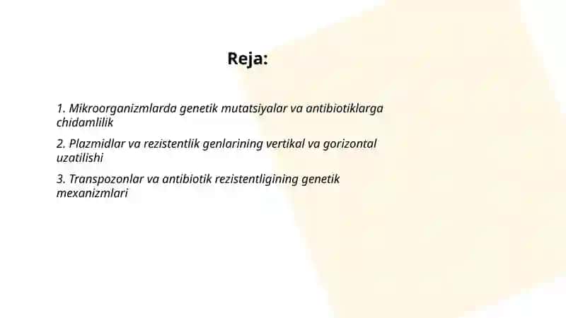 Mikroorganizmlar genetikasi. Kimyoterapevtik moddalar va antibiotiklar. Mikroorganizmlarning antibiotiklarga sezgirligi. 2