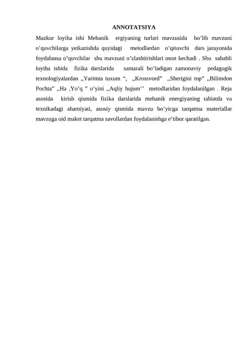 Mexanik energiya va uning turlari 2