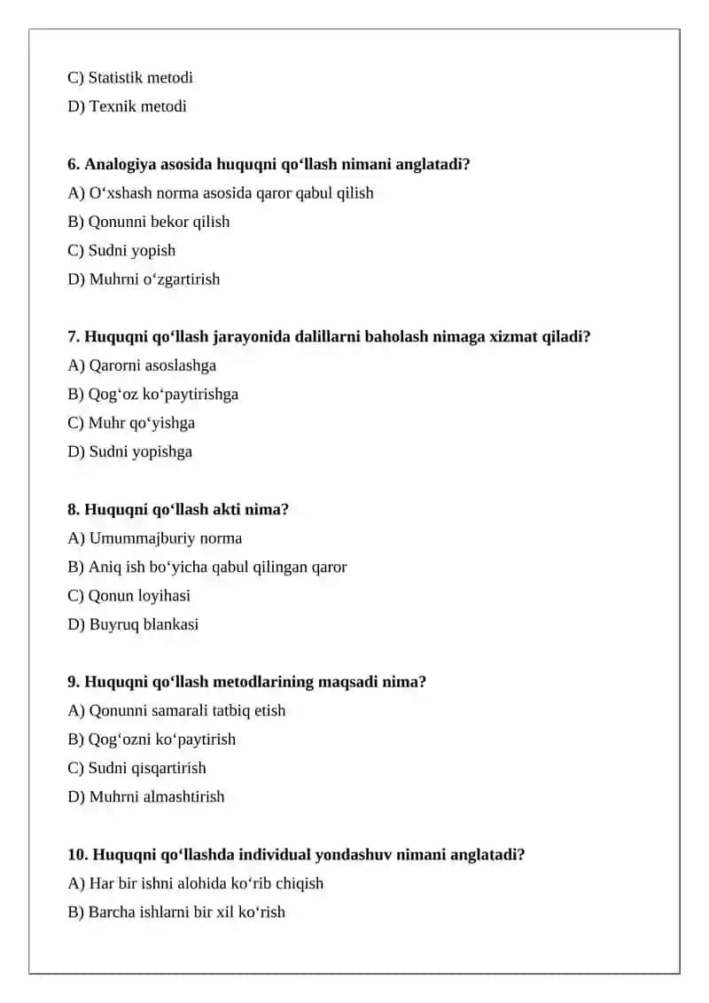 Huquqni qo‘llash metodlari tushunchasi 2