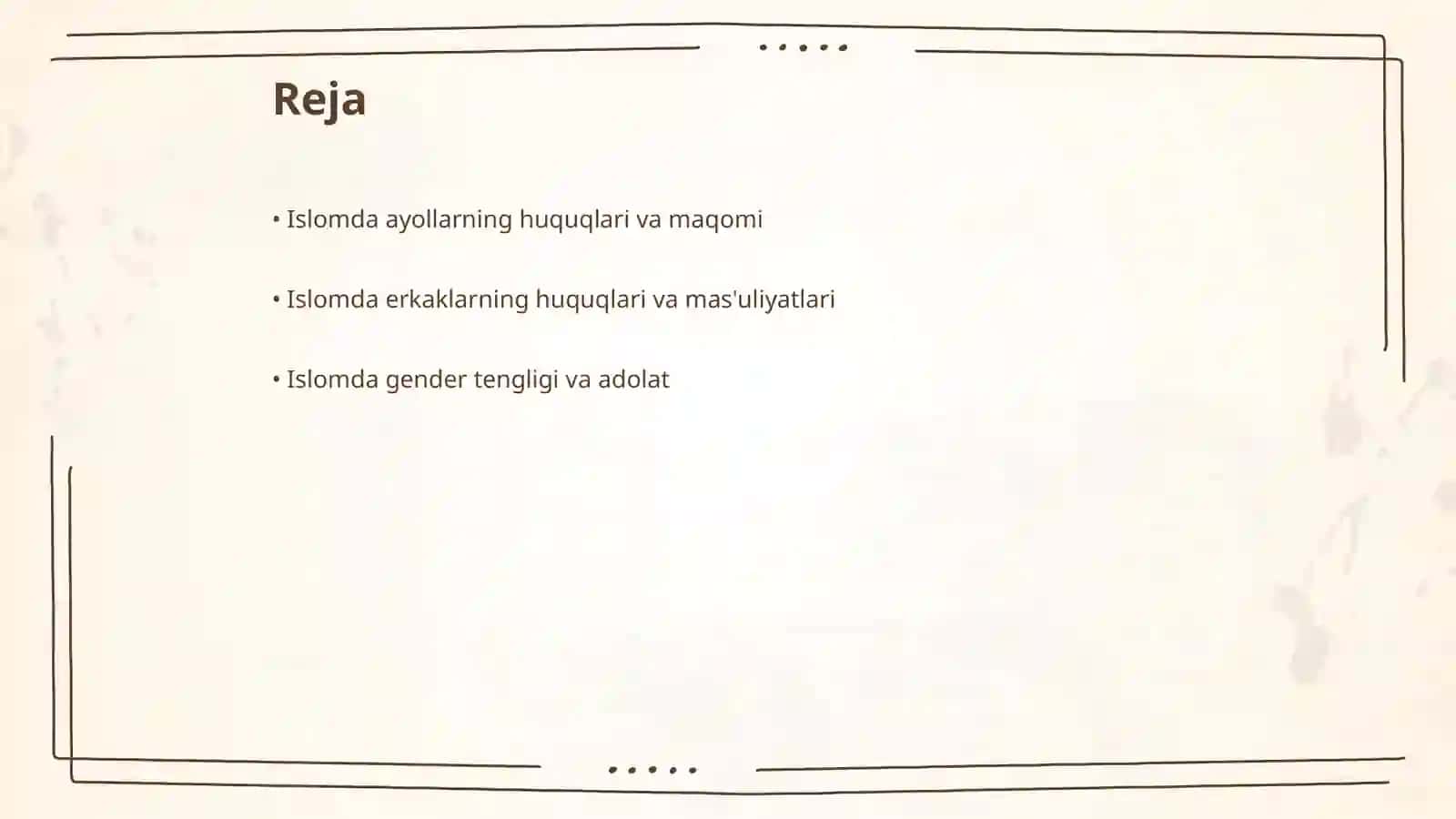 Islomda inson huquqlari: ayol va erkak 2