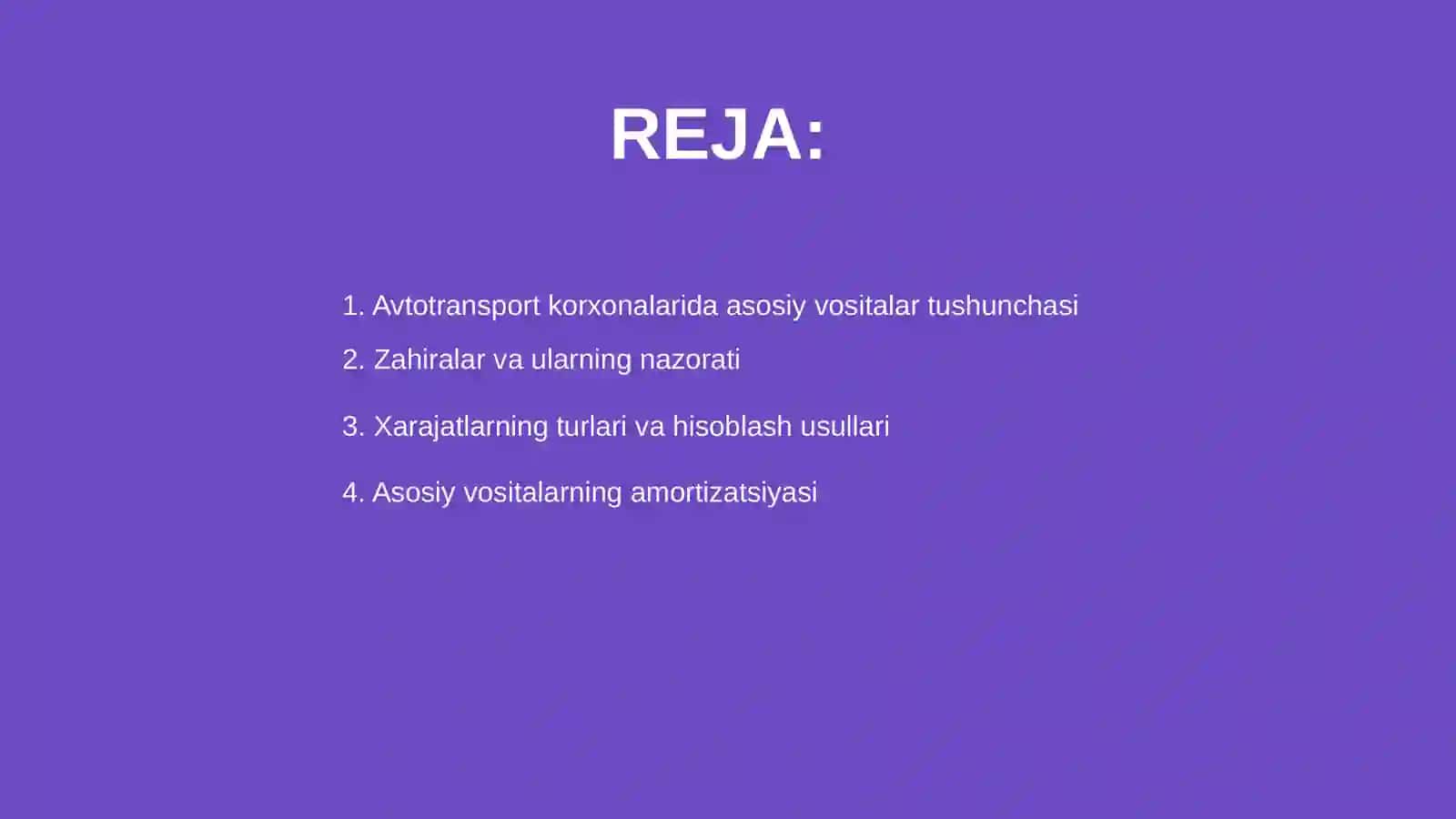 Avtotransport korxonalarida asosiy vositalar zahiralar xarajatlar hisobi 2