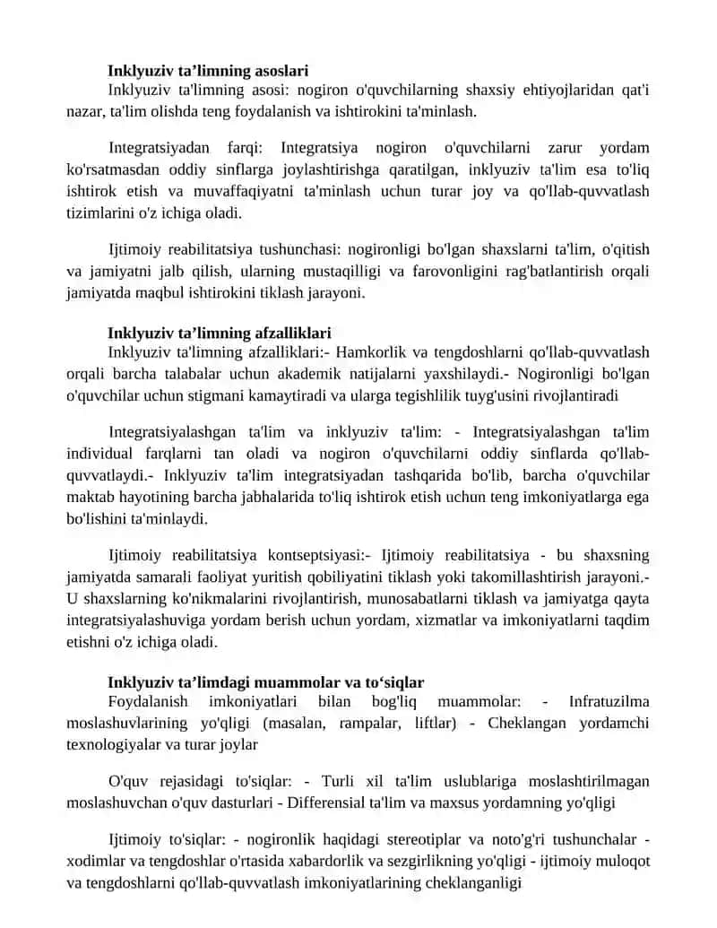 Inklyuziv Ta'Limning Mohiyati Integratsion 2