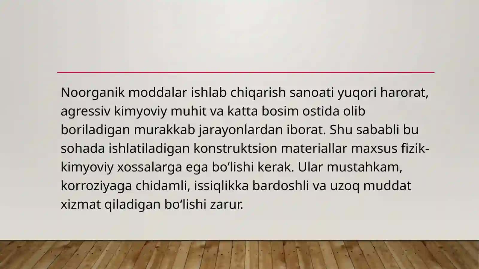 Noorganik moddalar ishlab chiqarishda ishlatiladigan konstruktsion materiallar 2