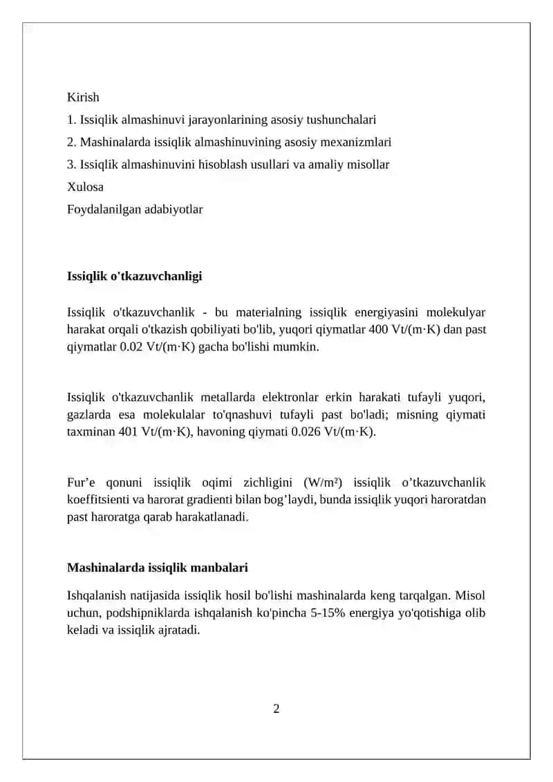 Mashinalarda issiqlik almashinuvi jarayonlarini hisoblash asoslari 2