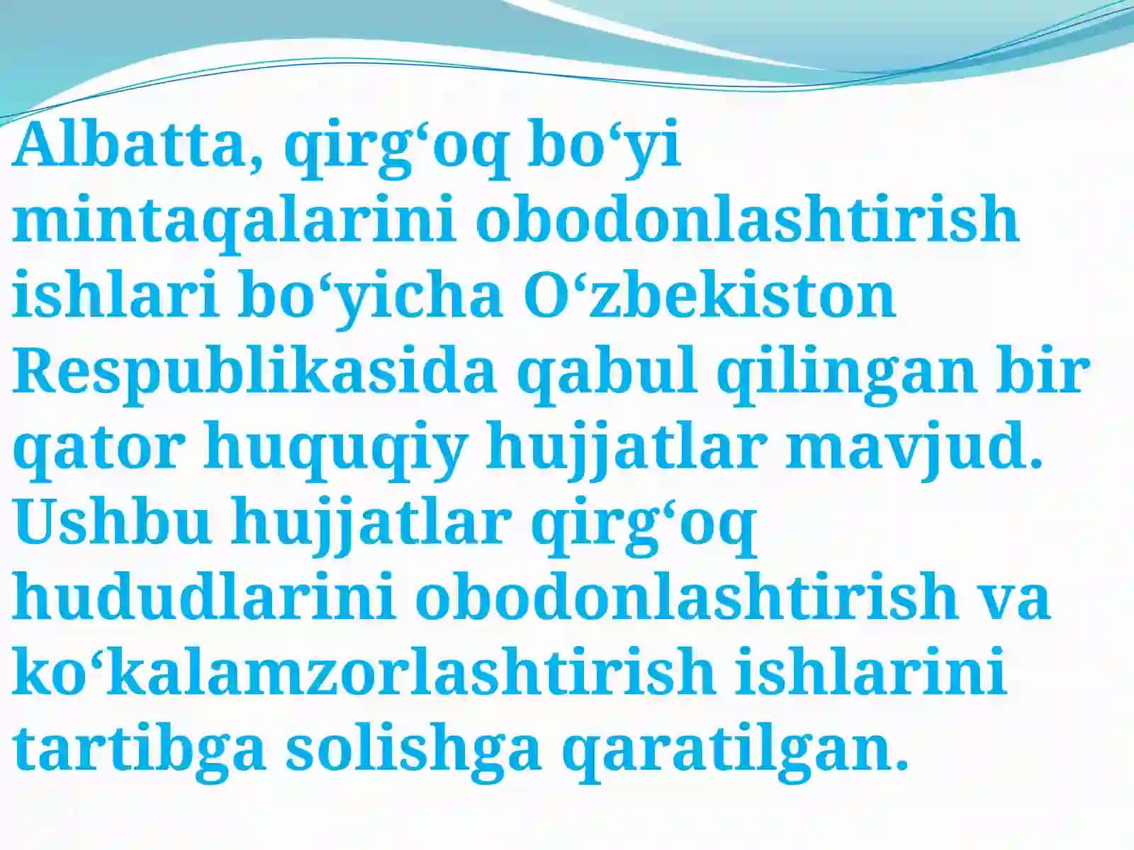 Qirg‘oq bo‘yi mintaqalarini obodonlashtirish va ko‘kalamzorlashtirish 2