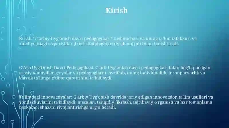 GʻArb UygʻOnish Davri Pedagogikasi 2