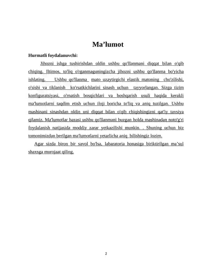 To`qimachilik-trikotaj maxsulotlarini sinash laboratoriya jihozlari 2