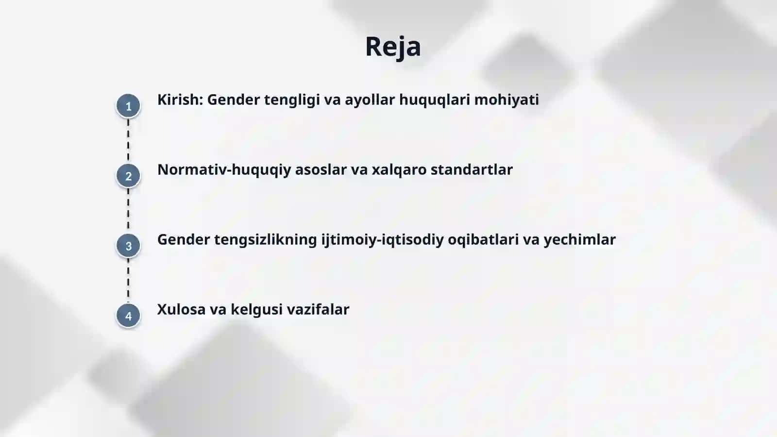 Gender tengligi va ayollar huquqlarini himoya qilish. 2