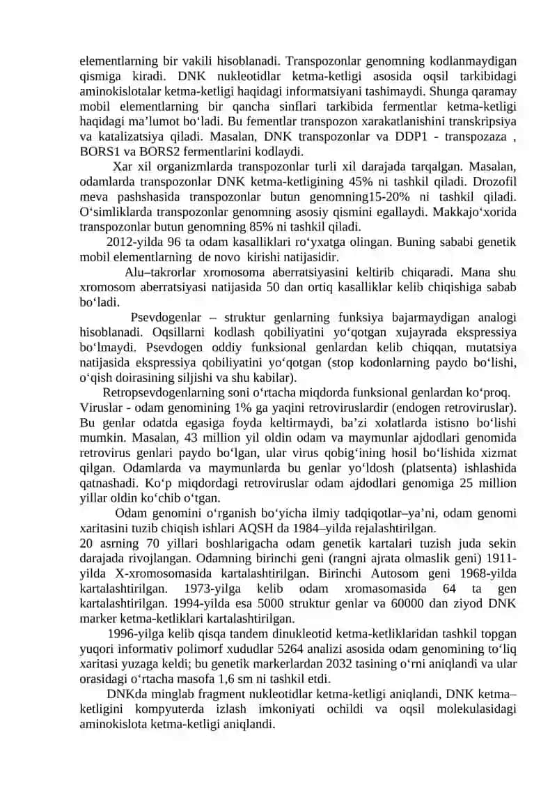 Genlar tuzilishi va genetik taxlil 2
