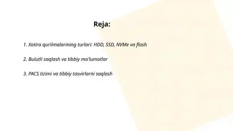 Xotira qurilmalari va ularning tibbiy ma'lumotlarni saqlashdagi roli 2