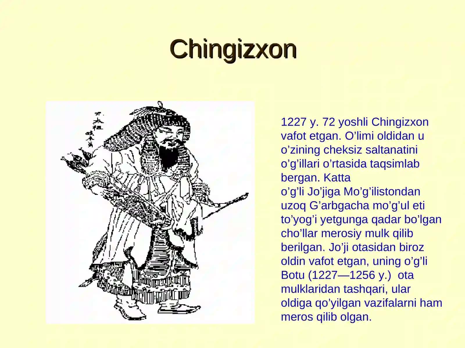 Mo'g`illar. Chingizxonning O`rta Osiyoni bosib olishi 2