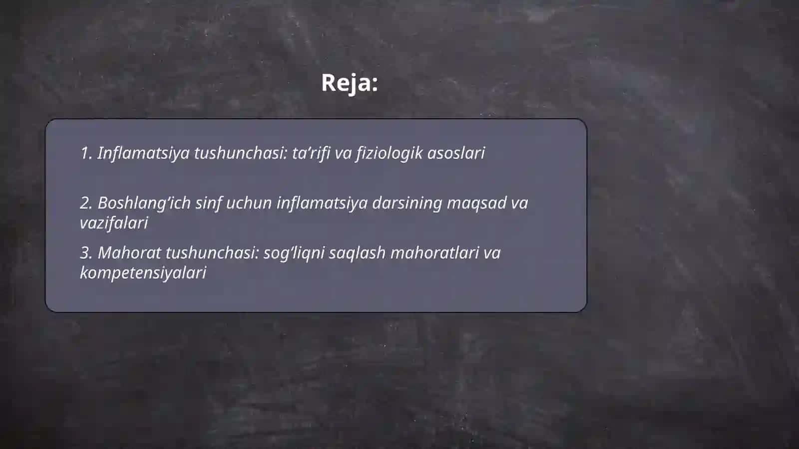 Boshlangʻich inflammation mahorat darslari usuli 2