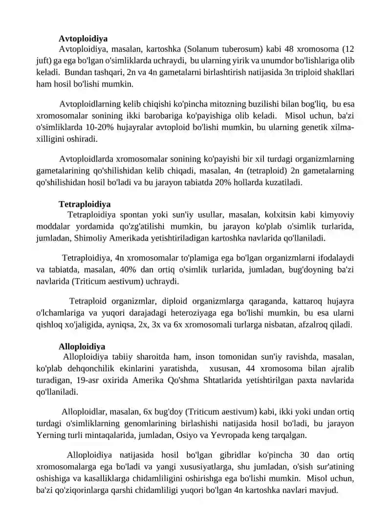 Poliploidiya tiplari va ularni klassifikatsiyasi 2