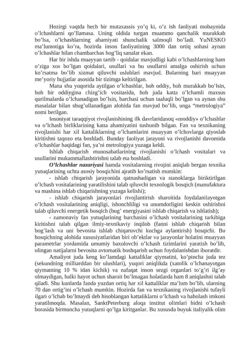 METROLOGIYA, STANDARTLASHTIRISH VA SERTIFIKATLASHTIRISHNING TARIXI 2