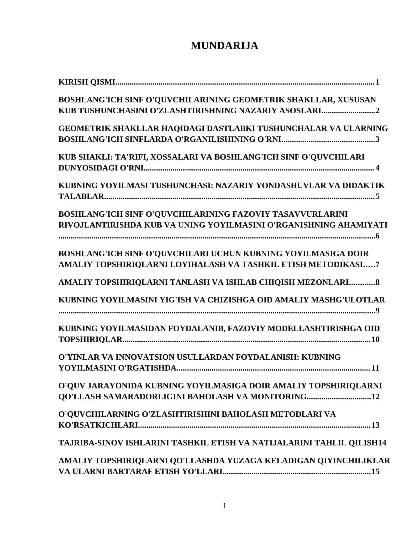 Boshlangʻich sinf  oʻquvchilarini kubning yoyilmasiga doir amaliy topshiriqlar ustida ishlashga oʻrgatish 2