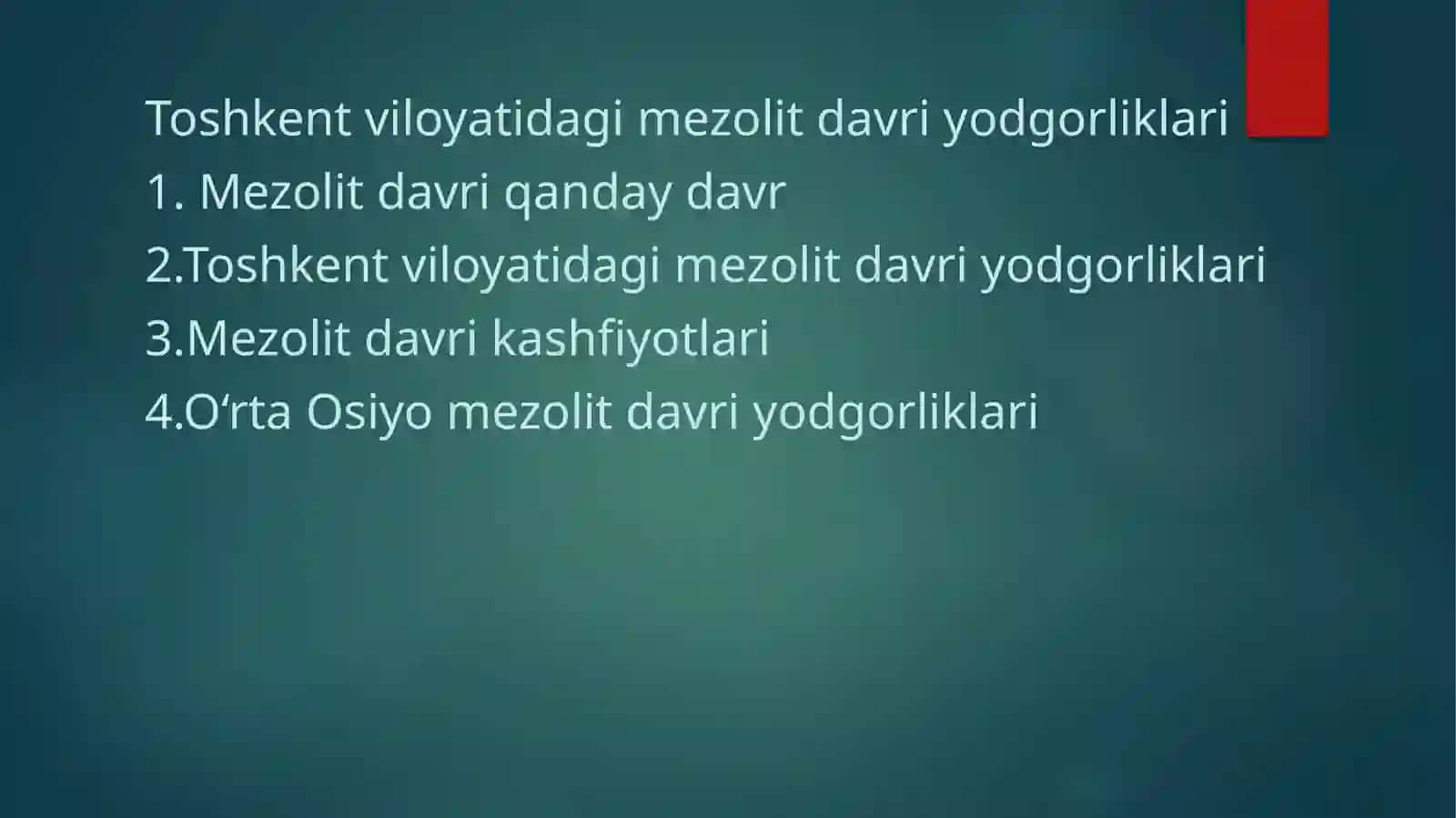 Toshkent viloyatidagi mezolit davri yodgorliklari 2