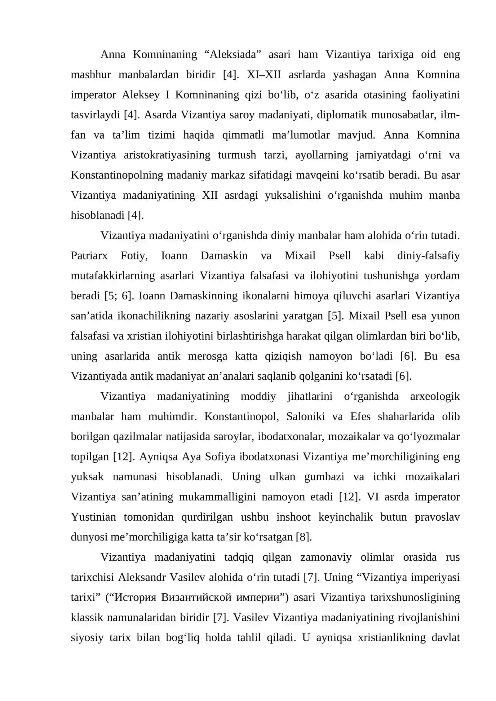 IV–XV ASRLARDA VIZANTIYA MADANIYATI TARIXIGA OID MANBALAR TAHLILI VA ADABIYOTLAR SHARHI 2