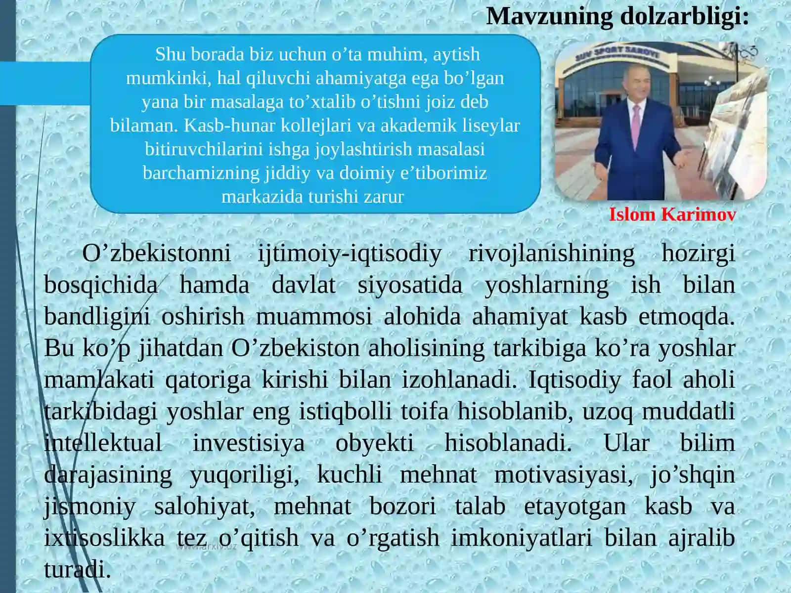 Yoshlar ish bilan bandligi muammosi 2