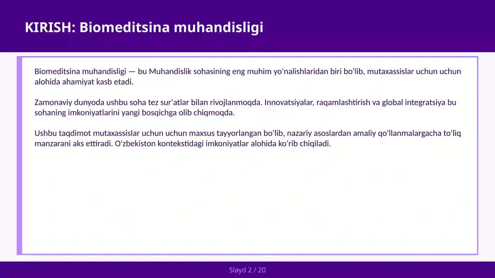 BIOMEDITSINA MUHANDISLIGI 2