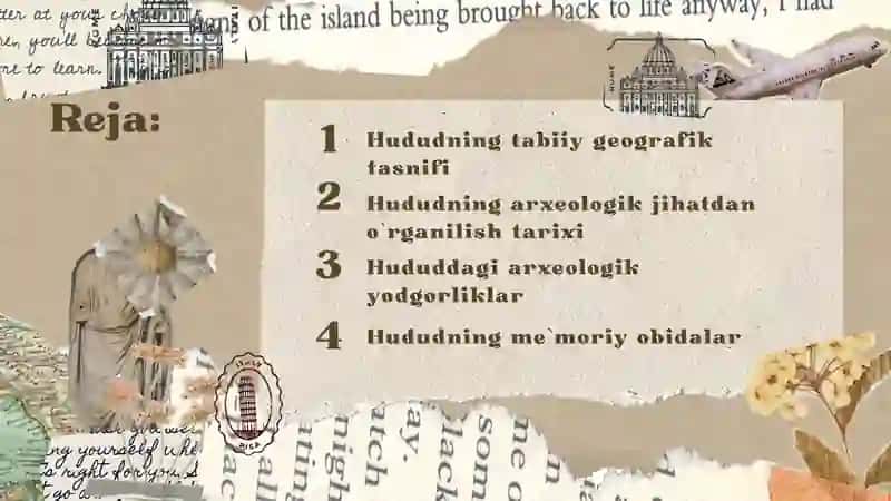TOSHKENT VOHASIDAGI ILK O`RTA ASRLAR SHAHARLARI VA  ARXEOLOGIK YODGORLIKLARI 2