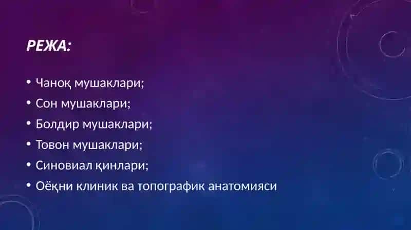 Чаноқ, сон, болдир ва товон мушаклари 2