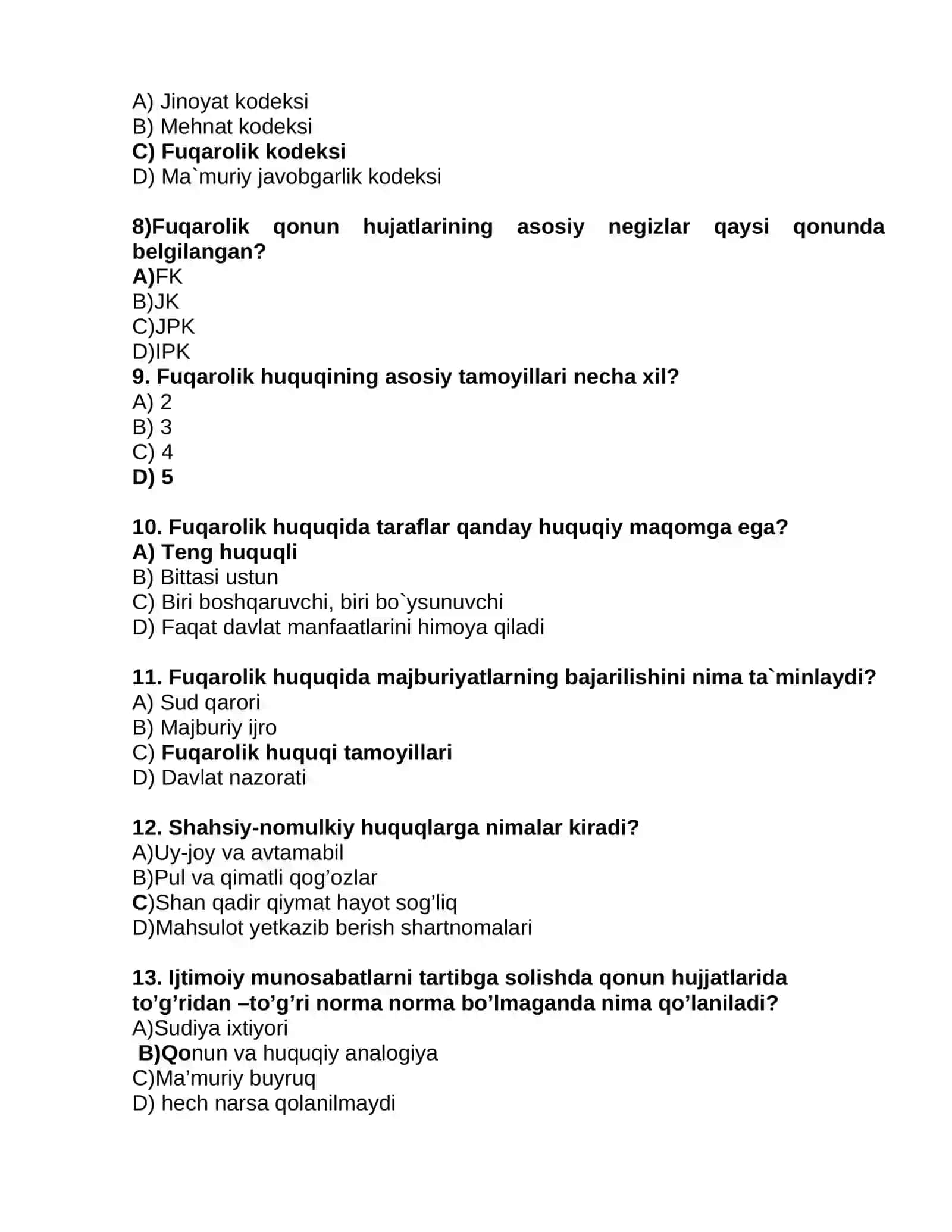 Fuqarolik huquqi: tushunchasi, predmeti, tamoyillari va tizimi 2