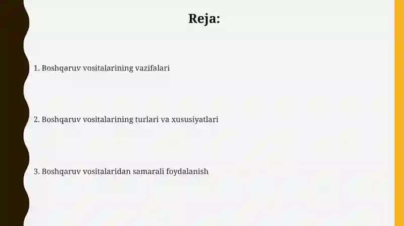 Boshqaruv vositalarining vazifasi 2