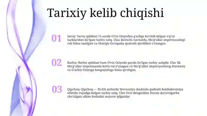 Saroy, Barlos, Qipchoq, Nayman, Dormon Uruģlari Haqida 2