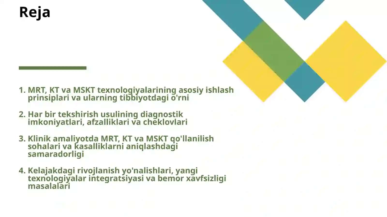 ZAMONAVIY TIBBIYOTDA TEKSHIRISH USULLARI MRT KT MSKT 2