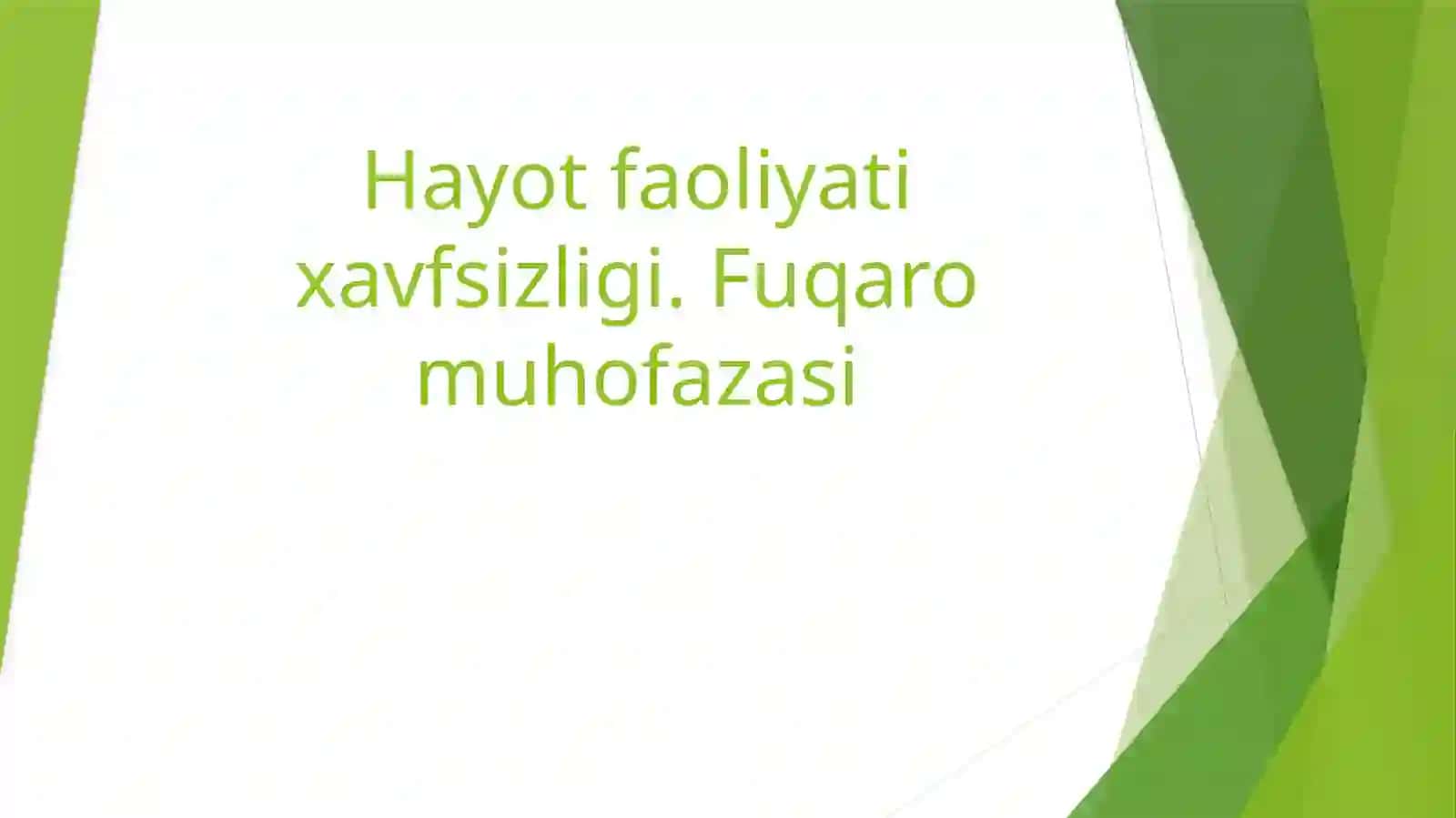 Hayot faoliyati xavfsizligi. Fuqaro muhofazasi 2