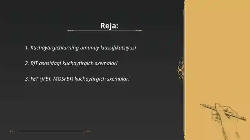 Kuchaytirish sxemalari.Kuchaytirgichlar.Kuchaytirgichning tuzulma sxemasi 2