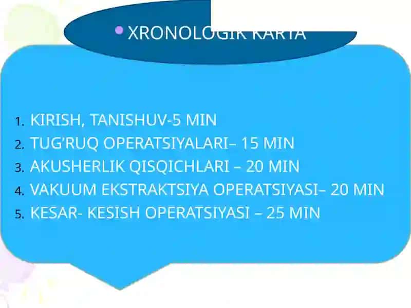 Tug’ruqni amalga oshiruvchi operastiyalar: kesar kesish, akusherlik qisqichlari, vakuum ekstrakstiya. 2