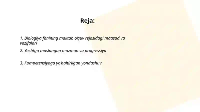 Biologiya fanining maktab o‘quv rejasidagi o‘ziga xos tomonlari 2