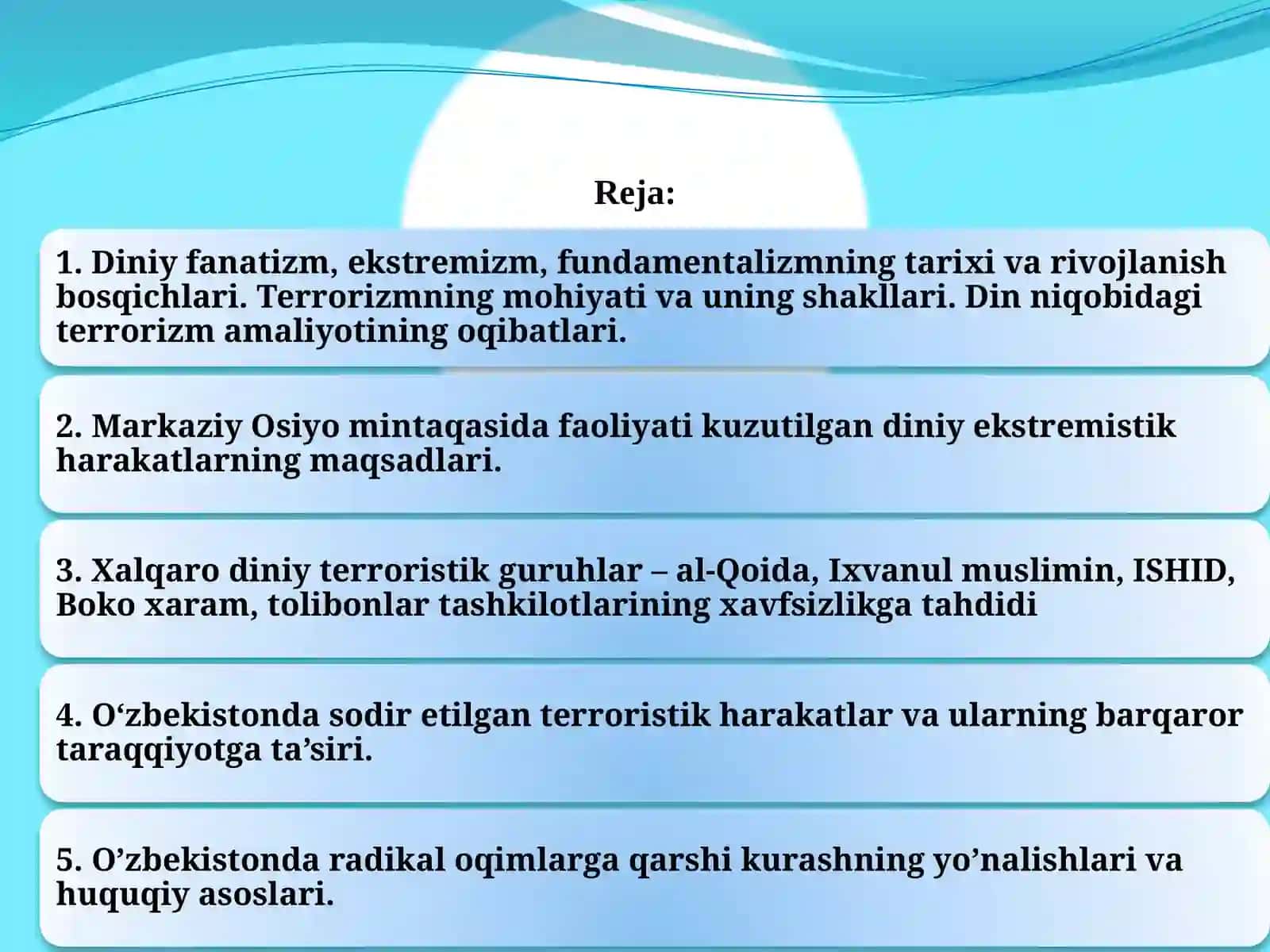 Diniy Fanatizm, Ekstremizm, Fundamentalizm, Terrorizmning Tarixi va Ularning Hozirgi Davrda Xavfsizlikga Tahdidi 2